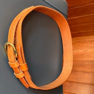 Tan Leather Belt with Gold Buckle